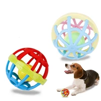 dog toys balls hollow out round pet plastic interactive bell ball colorful playing pet chewing toy plastic bell cat dogs