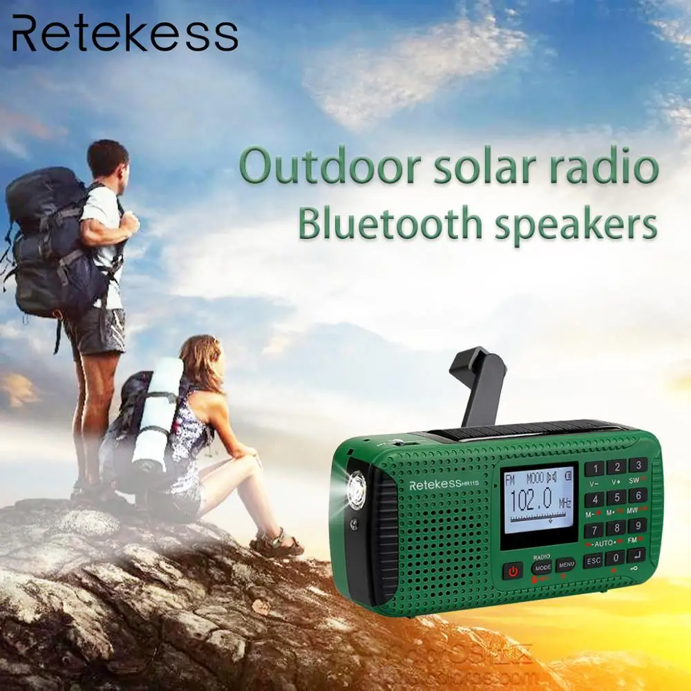 Retekess HR11S цифровой рекордер портативный FM/MW/SW ручной Солнечный аварийный сигнал радиостанции Bluetooth музыкальный плеер F9208G