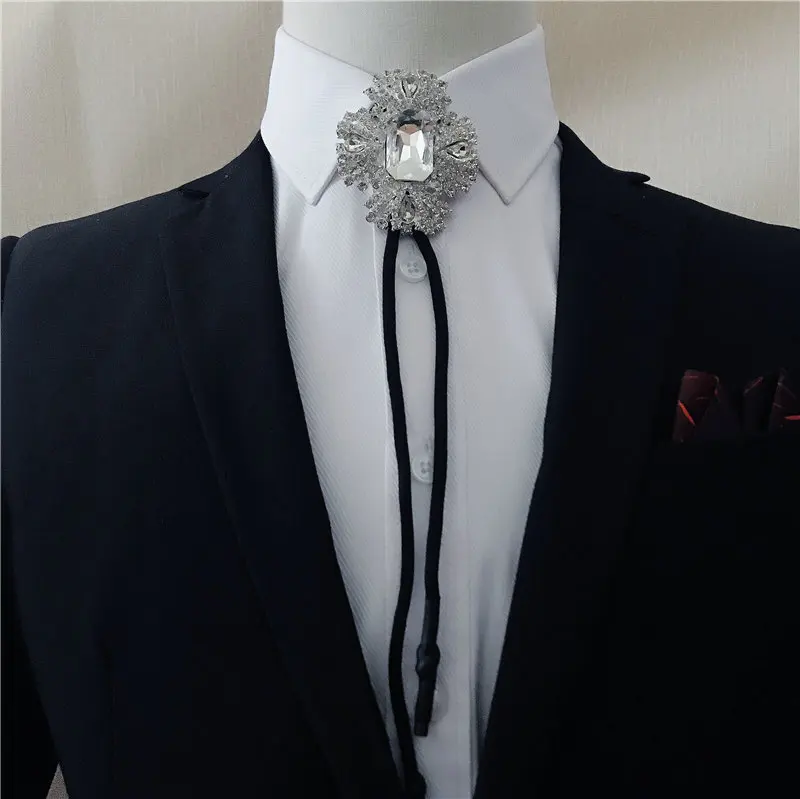 Rhinestone Bolo Tie Элегантный британский Западный Американский ковбой для мужчин и женщин ожерелье Боло галстук аксессуары Винтаж Сплав Блеск Кристалл Стразы галстук - Цвет: Rhinestone Bolo Tie