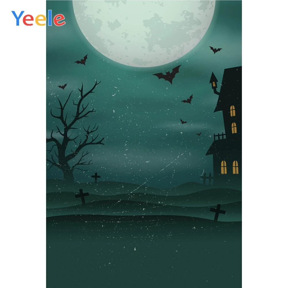 Yeele Хэллоуин Ночь Луна летучая мышь крест вилла ужас фотографии фоны