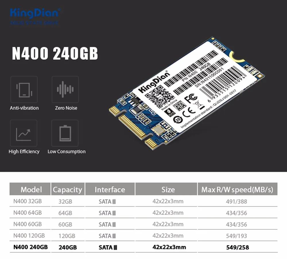 KingDian NGFF SSD 240 ГБ 256 ГБ M.2 SATA HD твердотельный диск драйвер жесткого диска NGFF 2242 22x42 мм для Thinkpad для IMB для SONY