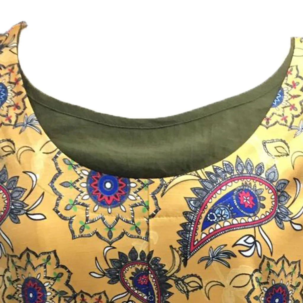 Женское модное винтажное платье без рукавов карманы с цветочным принтом