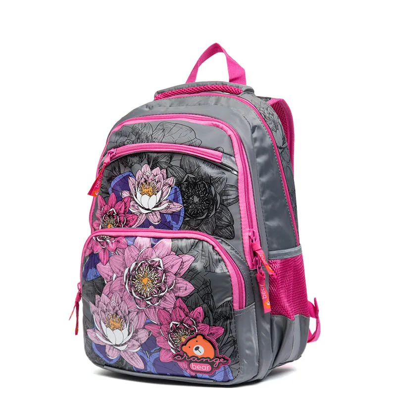 Детский рюкзак GRIZZLY для девочек, модный рюкзак Mochila, повседневный ранец, водонепроницаемый, с принтом, школьные сумки, большая емкость, дорожные сумки