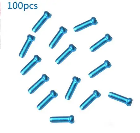 100pcs Blue 100 шт. наконечник для велосипедного тормоза MTB, наконечник для кабеля из алюминиевого сплава, наконечники для кабеля переключения передач для велосипеда, наконечник для кабеля переключения передач, Аксессуары для велосипеда - Цвет: 100pcs Blue
