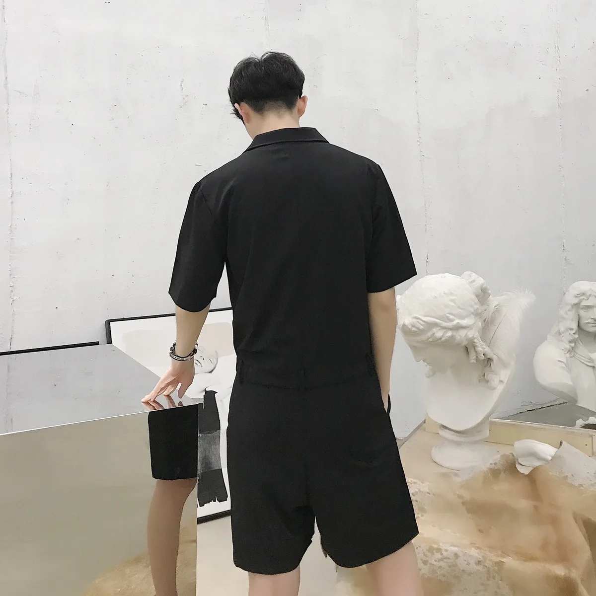 Мужская Уличная мода хип хоп повседневный комбинезон с коротким рукавом штаны на