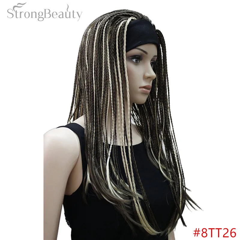 8TT26 StrongBeauty синтетические женские длинные парики Плетеный вязаный крючком волосы с оголовьем половина парик - Цвет: 8TT26