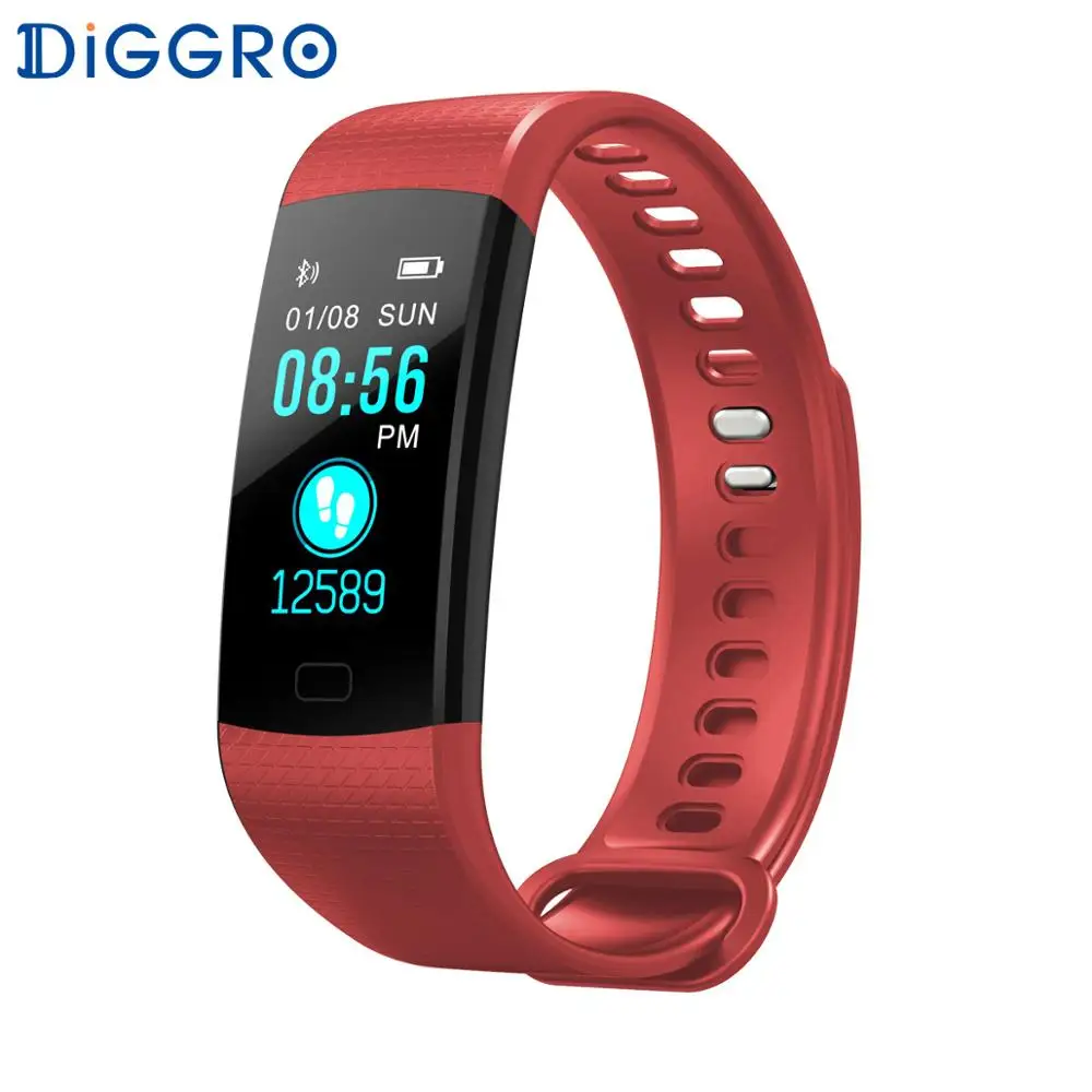 Red Diggro DB07 умный Браслет пульсометр Монитор кислорода в крови IP67 фитнес-трекер для Andriod IOS - Цвет: Red