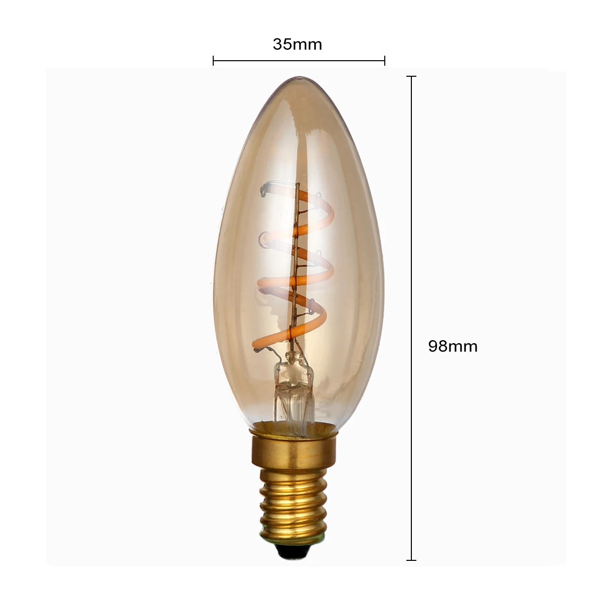 Золотой оттенок, E14 Edison Светодиодный светильник накаливания, C35 винтажная спиральная лампа, супер теплый 2200 K, мягкий гибкий Cob светодиодный светильник накаливания, диммируемая AC - Испускаемый цвет: Candle 1