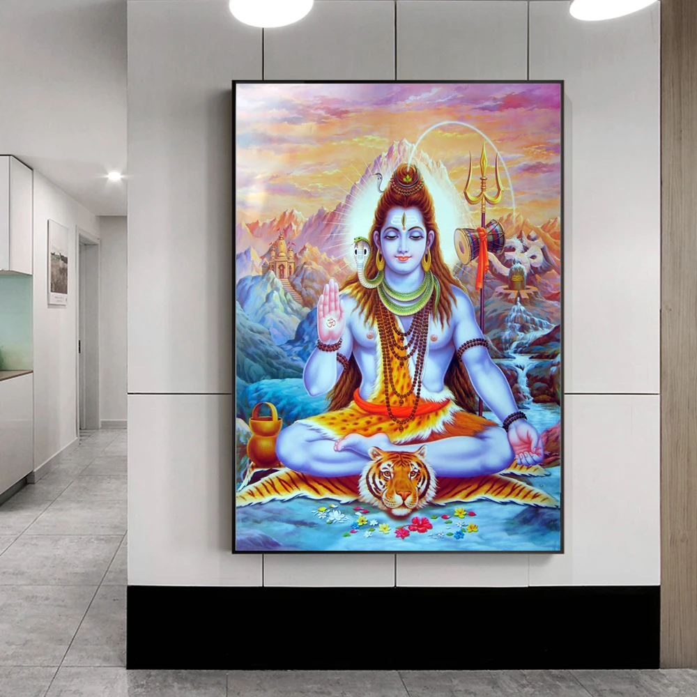 Shiva лорд холст искусство на стену индуистские боги Hinduism настенные плакаты и
