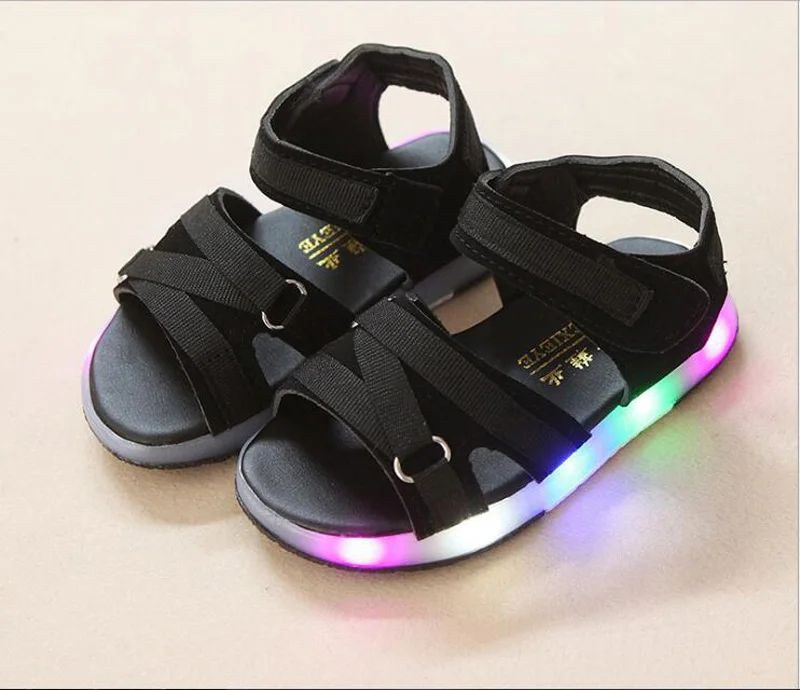 Hot selling Toddler Fashion Children Shoes Children's flat anti-slip LED light sandals boys and girls sport comfort beach shoes | Детская