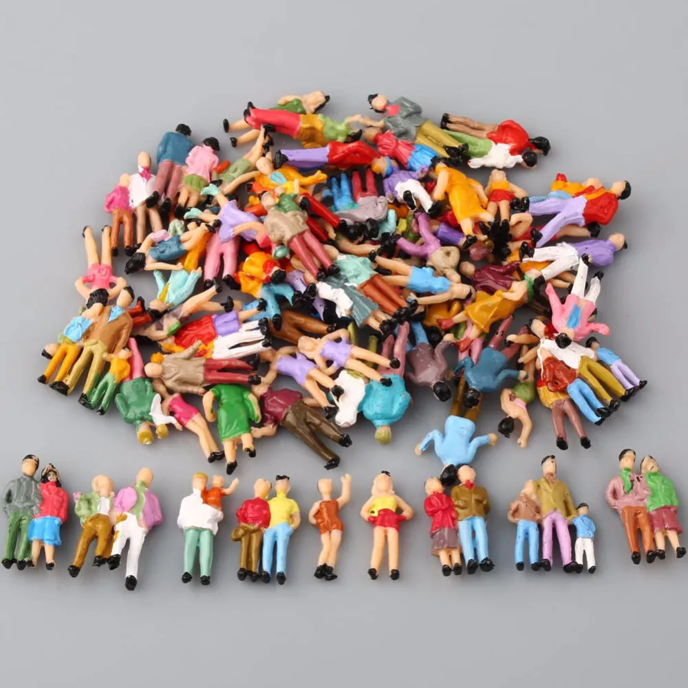 

100pcs HO Scale Painted Figures People Model Scale 1:87 Model Train Passengers Assorted Pose