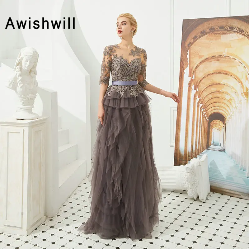 2020 Vestidos de Fiesta Noche элегантное женское длинное формальное платье с рукавами 3/4