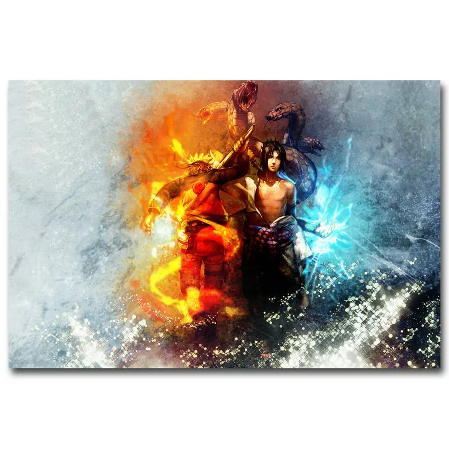 NICOLESHENTING Наруто Shippuden Аниме игра плакат искусство из шелковой ткани с принтом 12x18 24x36 дюймов Саске Настенная картина декор комнаты - Цвет: Picture 8