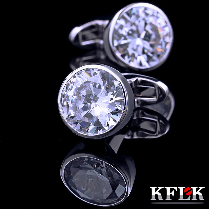 

KFLK shirt cufflinks for mens womens fashion Brand with Crystal Cuff links wedding Gift Buttons High Quality guests