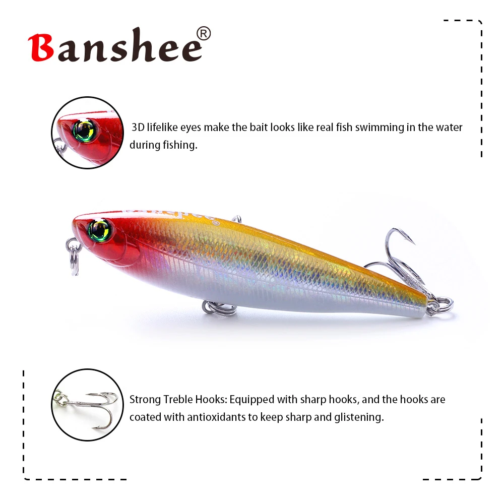 Banshee 75 мм 7 г карандаш воблеры на щуку/окуня Топ воблер горячая модель рыболовные