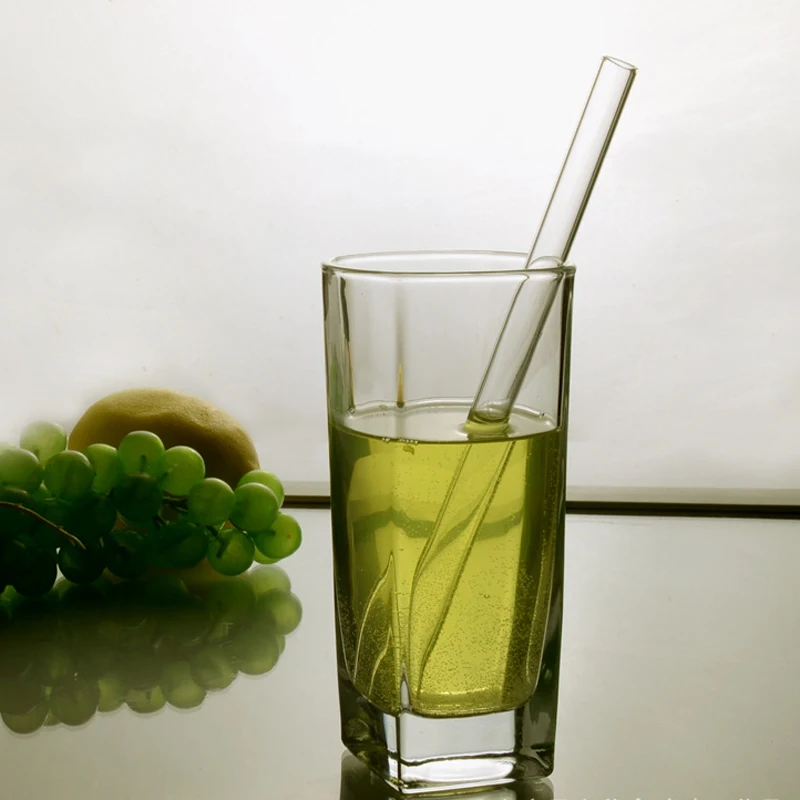 

New Clear Glass Reusable Wedding Birthday Party Drinking Straws Thick Straws Straight pipe oblique