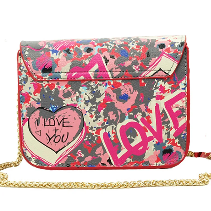 2016 летние женские сумки через плечо из искусственной кожи с граффити Love Mini Plap