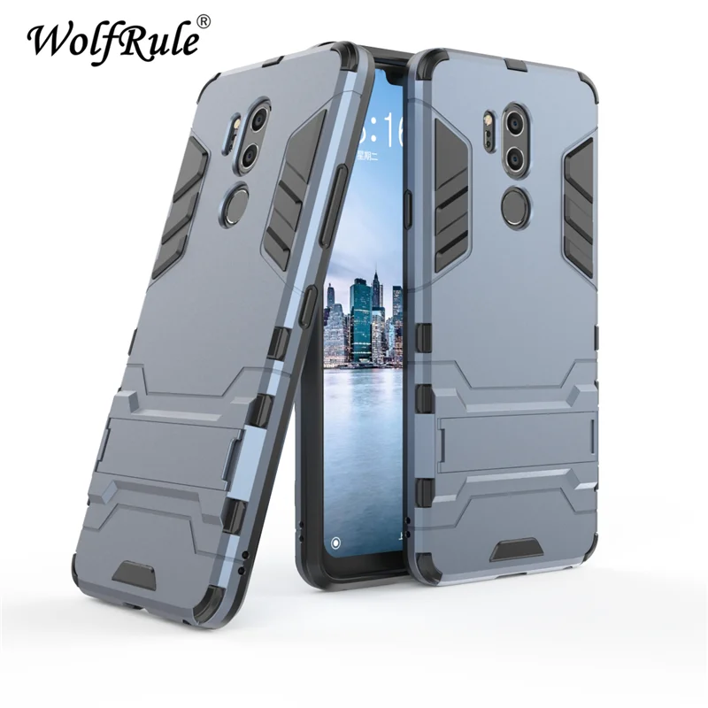 

WolfRule sFor Case LG G7 Cover Soft Silicone + Plastic Kickstand Back Case For LG G7 Phone Coque For LG G7 2018 G710 Capa 6.1"