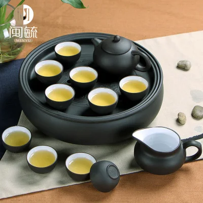 Фиолетовая глина yixing чайный сервиз, чайный чайник кунг-фу с поддоном для подарка другу - Цвет: see chart