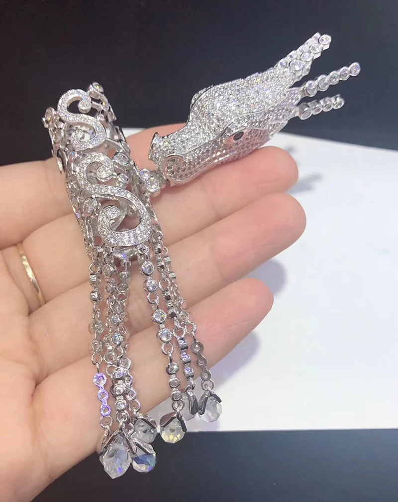 SHANICE DIY Ювелирные изделия большая голова дракона Полный CZ микро проложили кристалл ожерелье кулон разъемы для ювелирных изделий Браслеты изготовления