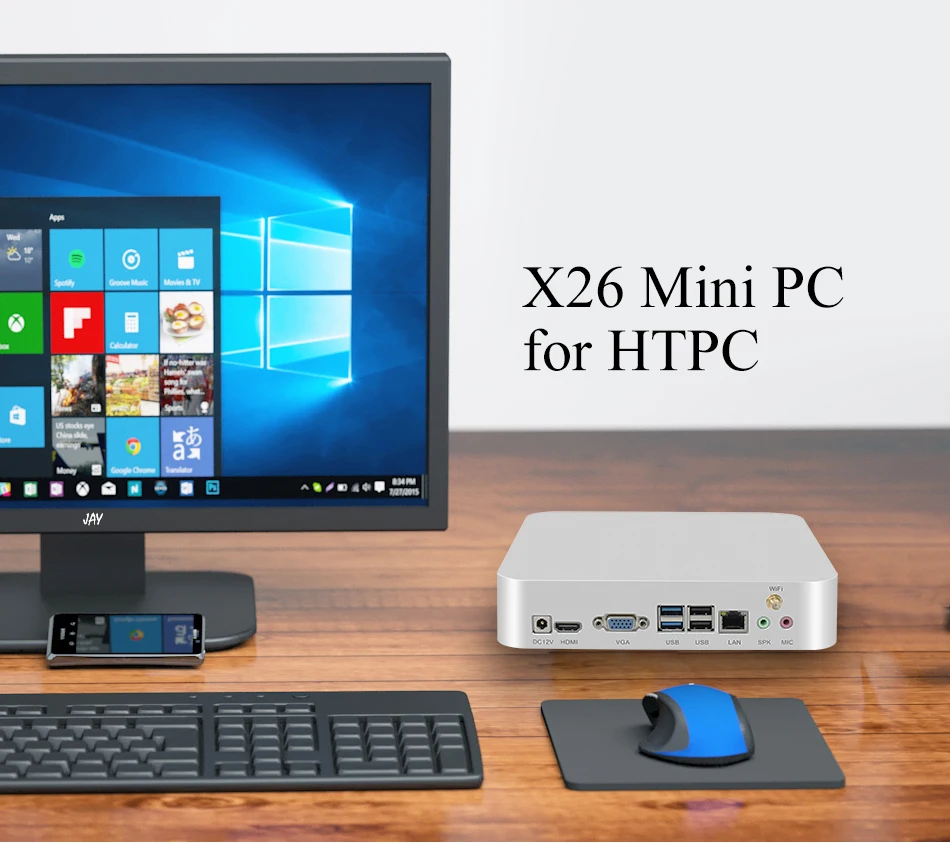 XCY пластиковый чехол Мини ПК Celeron N2830 DDR3L ram Windows 10 WiFi Hdmi VGA 4* USB офисный компьютер ТВ коробка Мини компьютер minipc