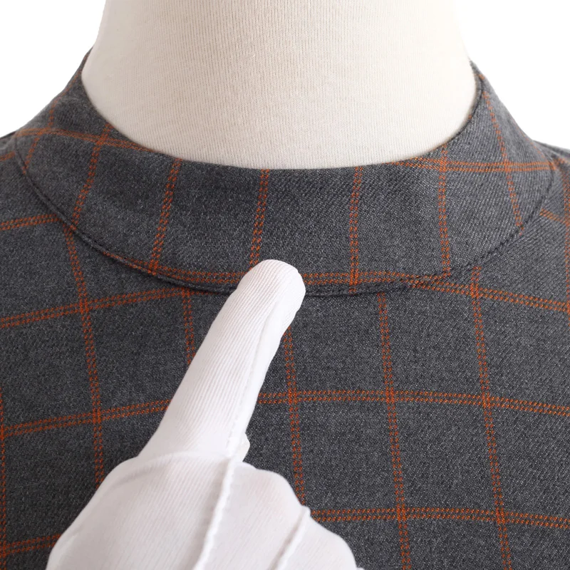 Женское клетчатое платье в пол длинное с длинным рукавом и высокой талией весна