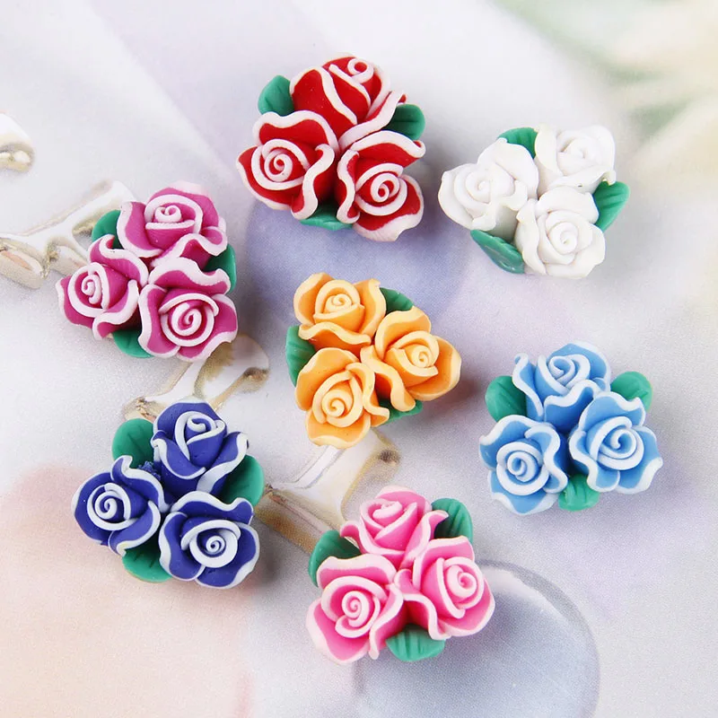 10 шт. бусины из полимерной глины с тремя тычинками|Бусины| |