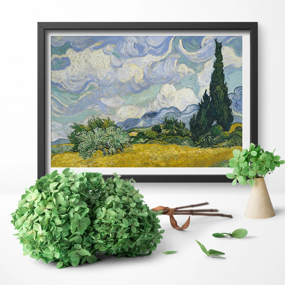 Картина на холсте Wheatfield with Cypress Винсента Ван Гога Настенная картина домашний