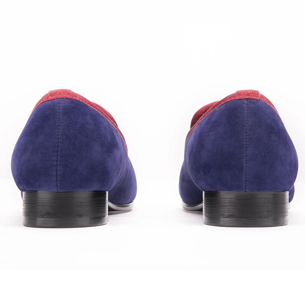 Мужские высококачественные синие и фиолетовые бархатные туфли в британском