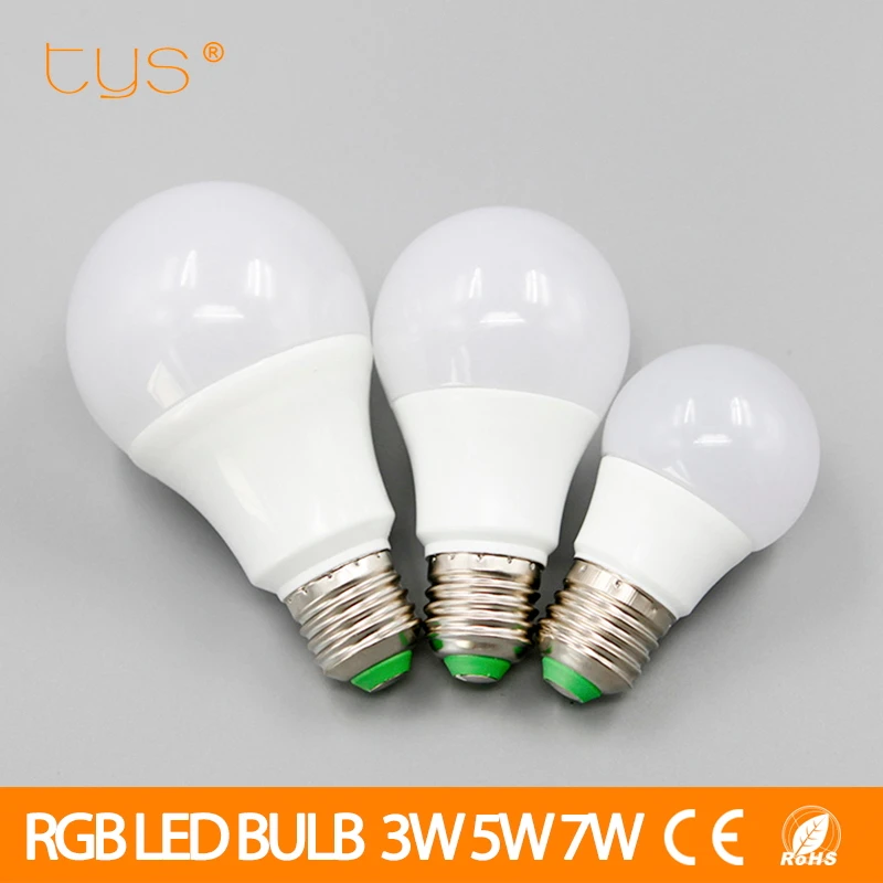 RGB светодиодная лампа E27 3W 5W 7W AC 85-265V с возможностью регулировки яркости и многоцветной сменой с IR-пультом управления для праздничного оформления.