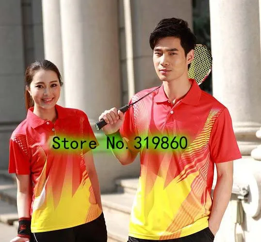 Wholesale New arrival 2014 new badminton clothing for male and female quick-drying lapel T-shirt SB47199 | Мужская одежда