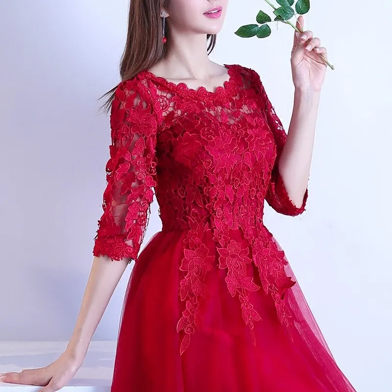 ABE98 # тост невесты 2019 новое зимнее длинное вино красное платье подружки свадебное