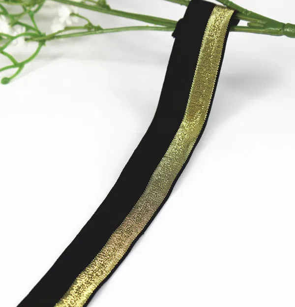 19 мм черная Золотая эластичная стрейч лента для отделки лямки аппликационные
