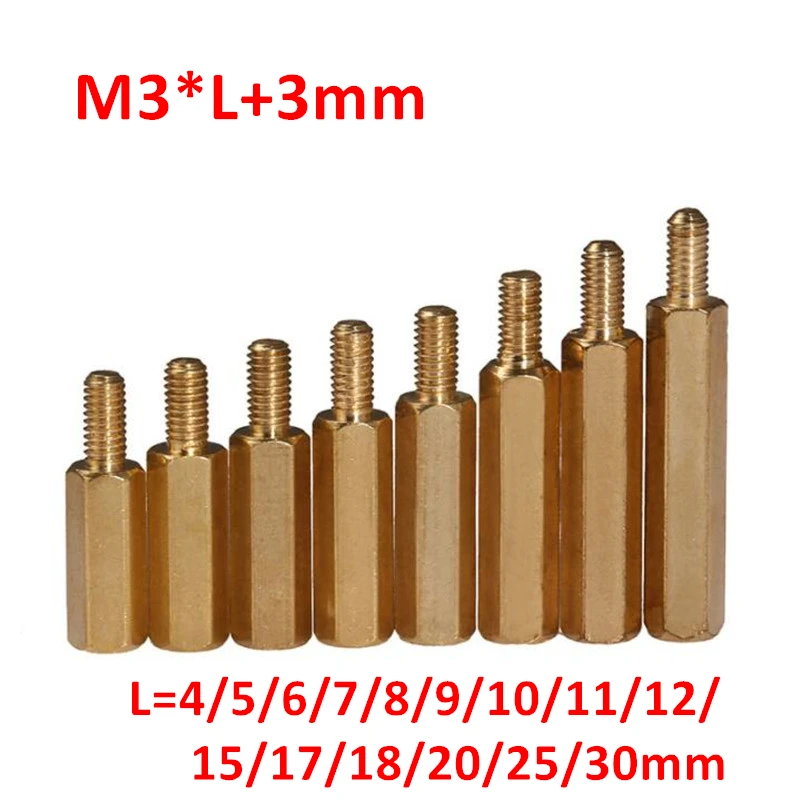 100 шт M3 мужской шестигранной латунной печатной платы стойки прокладки винт *