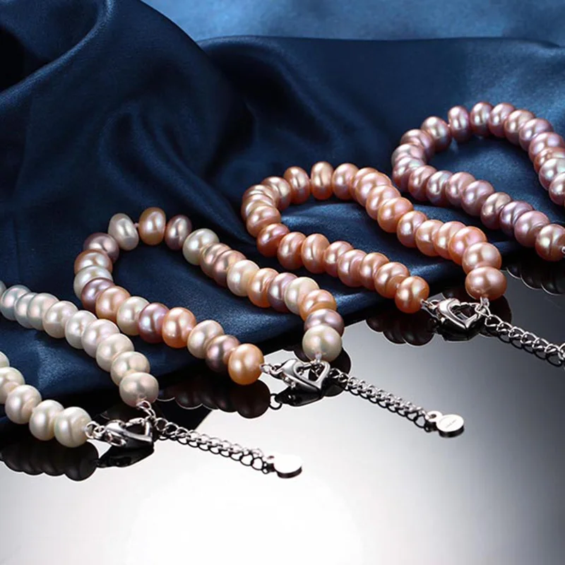 Dainashi white freshwater pearl Charm bracelet for women 9-10mm natural fine jewelry wedding bridesmaid good gift | Украшения и