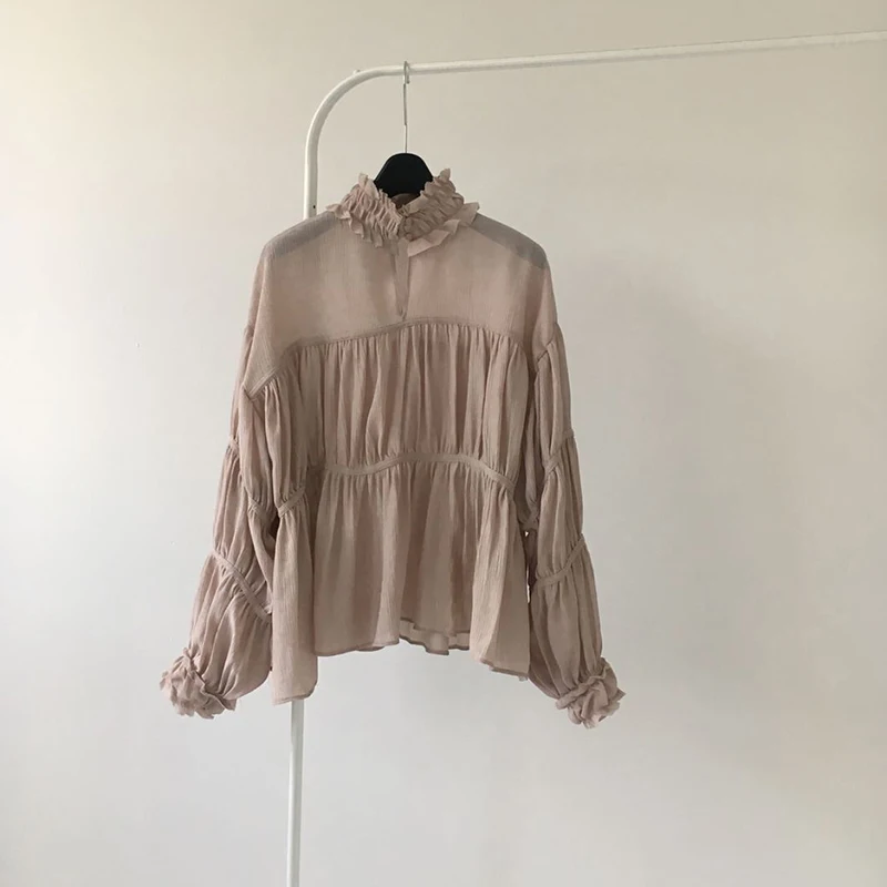 SISPELL женская рубашка со стоячим воротником и рукавами летучая мышь свободные