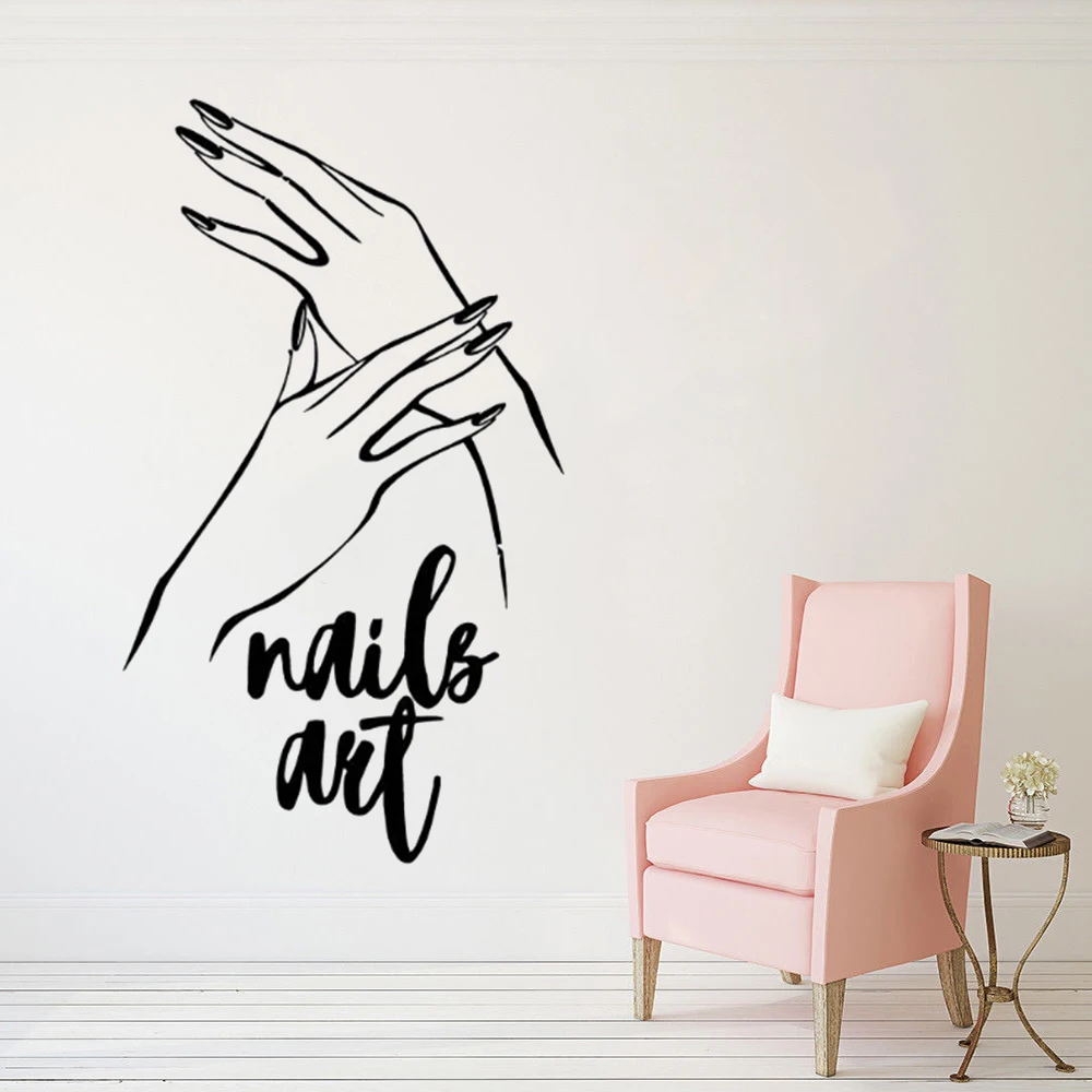 

Nails Art Vinyl Wall Sticker Nail Polish Wall Mural Manicure Pedicure Wall Sticker New Design Beauty Salon Window Decor AY1094