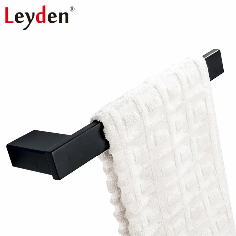 

Leyden Stainless Steel Towel Ring Black Wall Mounted Ring Towel Holder Square Modern Ring Towel Holder Bathroom Accessories
