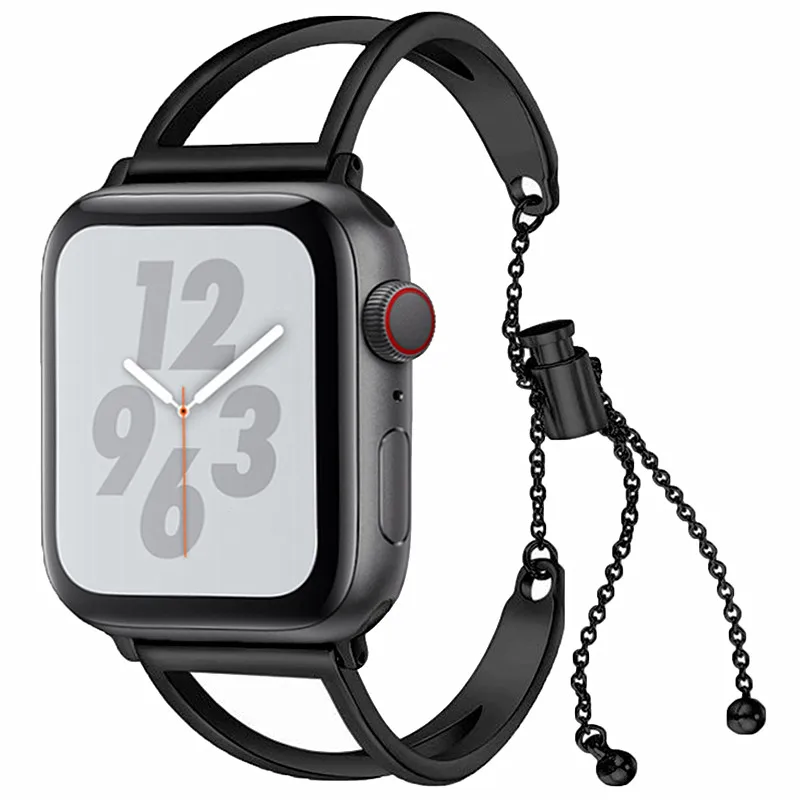 black band Ремешок для iwatch, 38 мм, 42 мм, 44 мм, 40 мм, браслет из розового золота для Apple Watch, 38 мм, нержавеющая сталь, серия 4, 3, 2, 1 - Цвет ремешка: black band