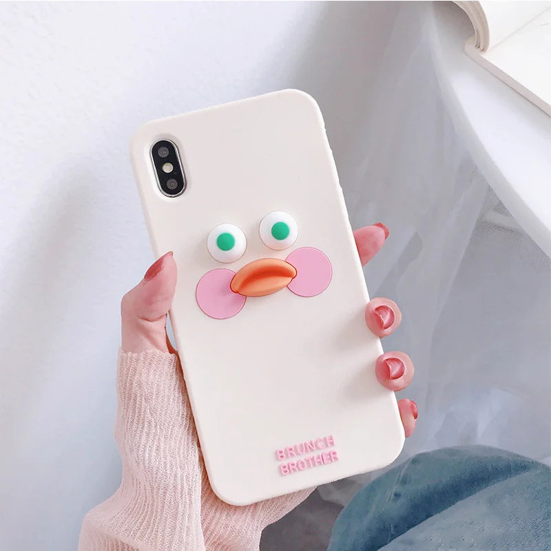 Милый чехол для телефона с изображением утки из мультфильма для iphone 11 Pro Max XS Max X XR 6 6s 7 8 plus, чехол-накладка s, модный Забавный мягкий чехол с 3D сенсорным покрытием Silcone