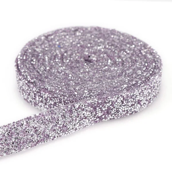 light purple 1 ярд разноцветные блестящие швейная отделка орнамент из кристаллов Стразы горячей фиксации смолы Стразы Лента аппликации платья обувь 1/1. 5/2/3 см - Цвет: light purple
