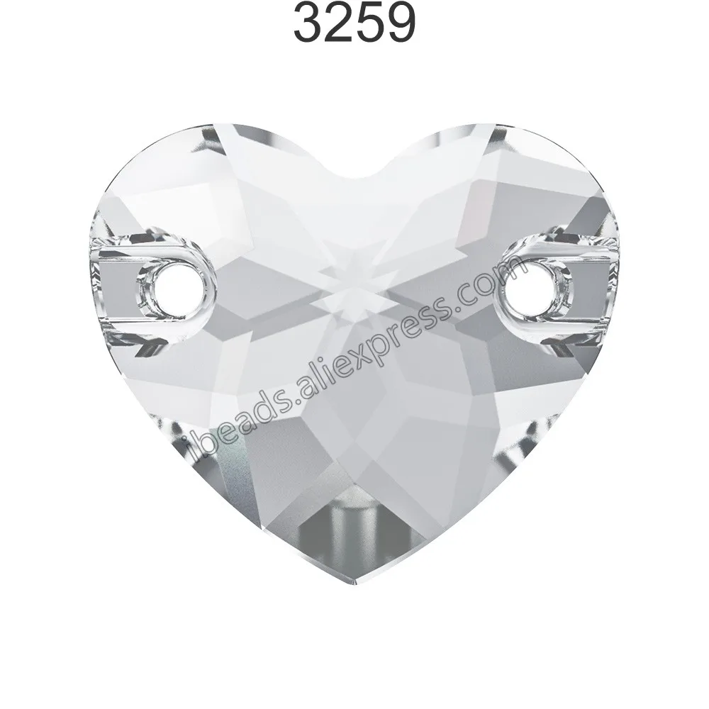 Crystal 001 F 1 шт.) оригинальные Стразы с кристаллами Swarovski 3259 в форме сердца с 2 отверстиями для украшения ювелирных изделий и одежды своими руками - Цвет: Crystal 001 F