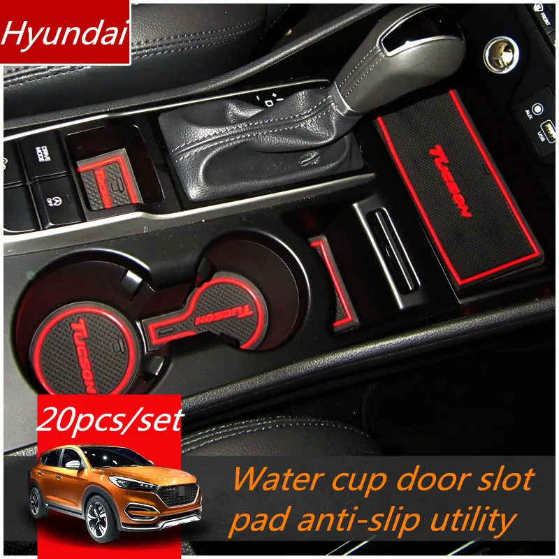 Door Slot Pad Mat 3D Rubber Interior Cup Cushion Groove Lnterior Anti Slip For Hyundai Tucson 2015-2018 Car Styling | Автомобили и
