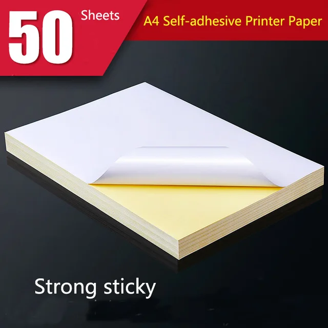 50 Sheets A4 White Self Adhesive Sticker Label Matte Surface Paper Sheet for Laser Inkjet Printer Copier Craft Paper