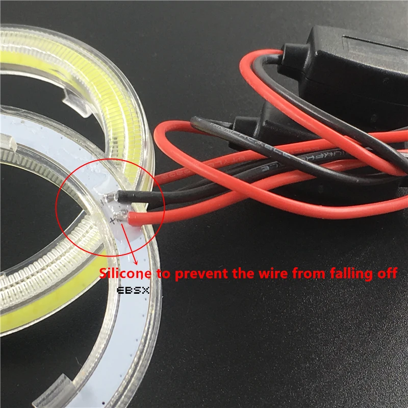EBSX из 2 предметов COB светодиодный глаза ангела 70 мм 60 SMD 12V 24V DC Halo Кольцо автомобиля