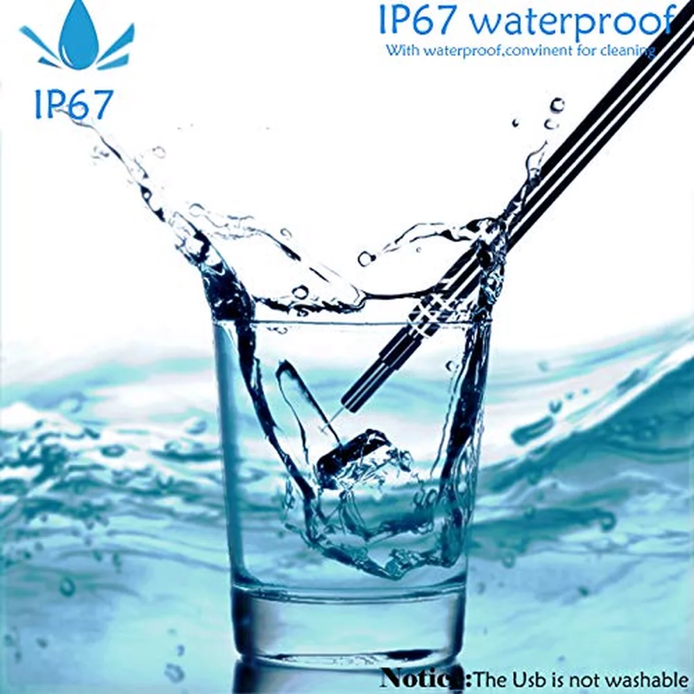 3 в 1 6Led 5 мм черный Водонепроницаемый эндоскоп ушной очиститель осмотр бороскоп