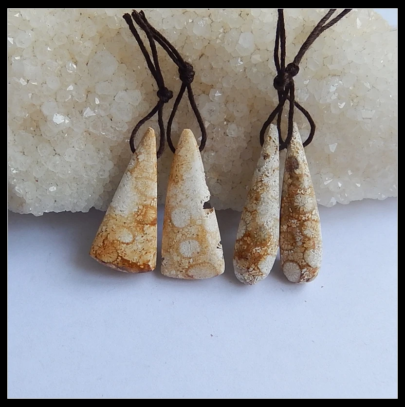 2 пары натуральный камень Drusy индонезийский коралловый капли воды и треугольник с отверстием в передней части серьги из бисера 33x14x6 мм 35x9x9 мм 10,47 г