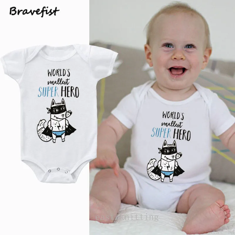 

Hot Sale Summer Baby Bodysuits Cotton Super Hero Letters Print Baby Boys Girls Fox Clothes Newborn Clothes Short Sleeve Outfits