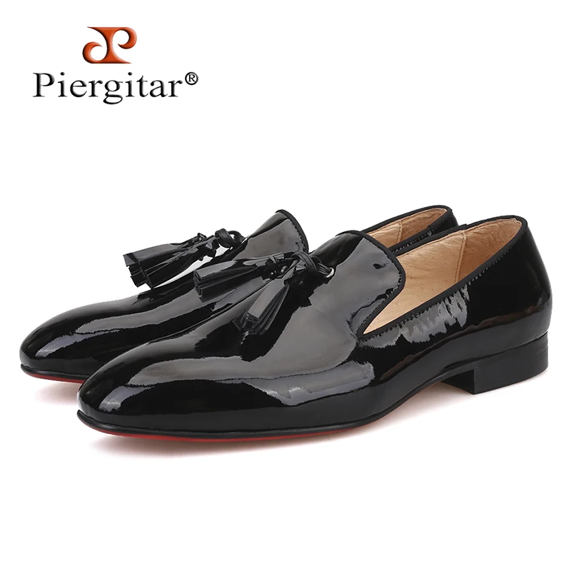 Piergitar New Handmade men leather shoes with spikes tassel Fashion Party and wedding men's loafers plus size male flats | Обувь