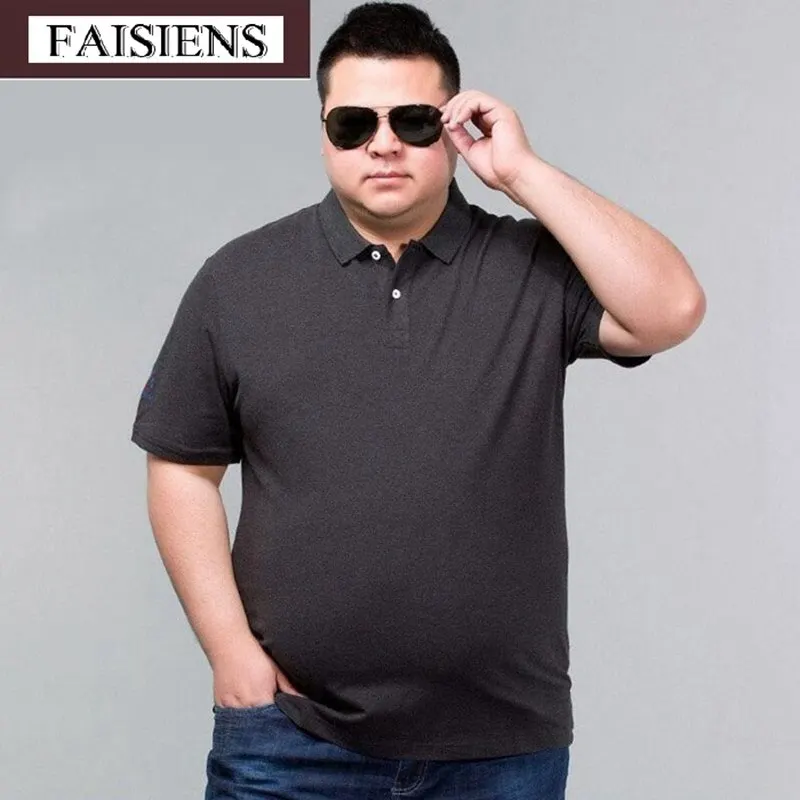 FAISIENS Men10XL 12XL однотонные рубашки короткий рукав отложной воротник плюс размер большой 8XL 9XL черный синий хлопок классическая простая рубашка